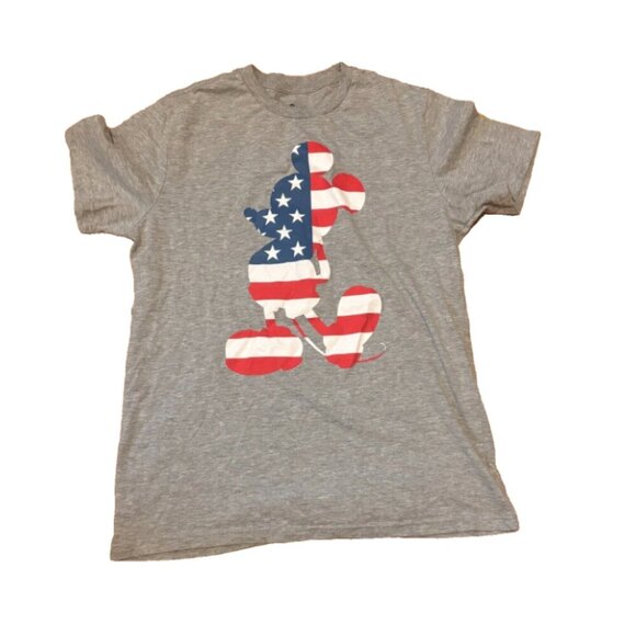 Disney Other - Disney Mickey Mouse Shirt Men Size M Gray Patriotic USA Flag Stars Stripes